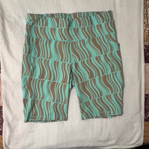 Ideology (1X) Compression Ocean Sigh Geo-print Pockets 10" Bike Shorts Plus Size - Picture 10 of 10